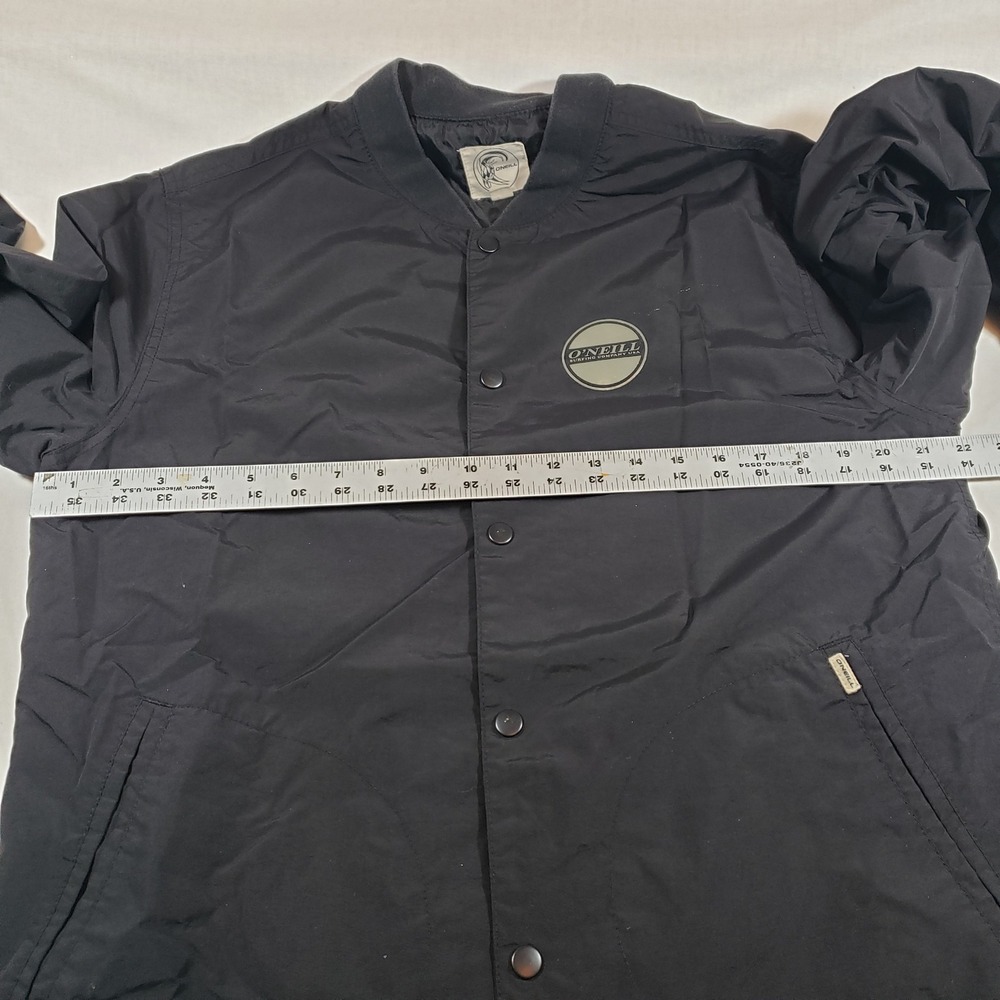 O Neill Surfing Company USA Black Bomber Jacket Mens Size L Snap Front Logo - Picture 4 of 7